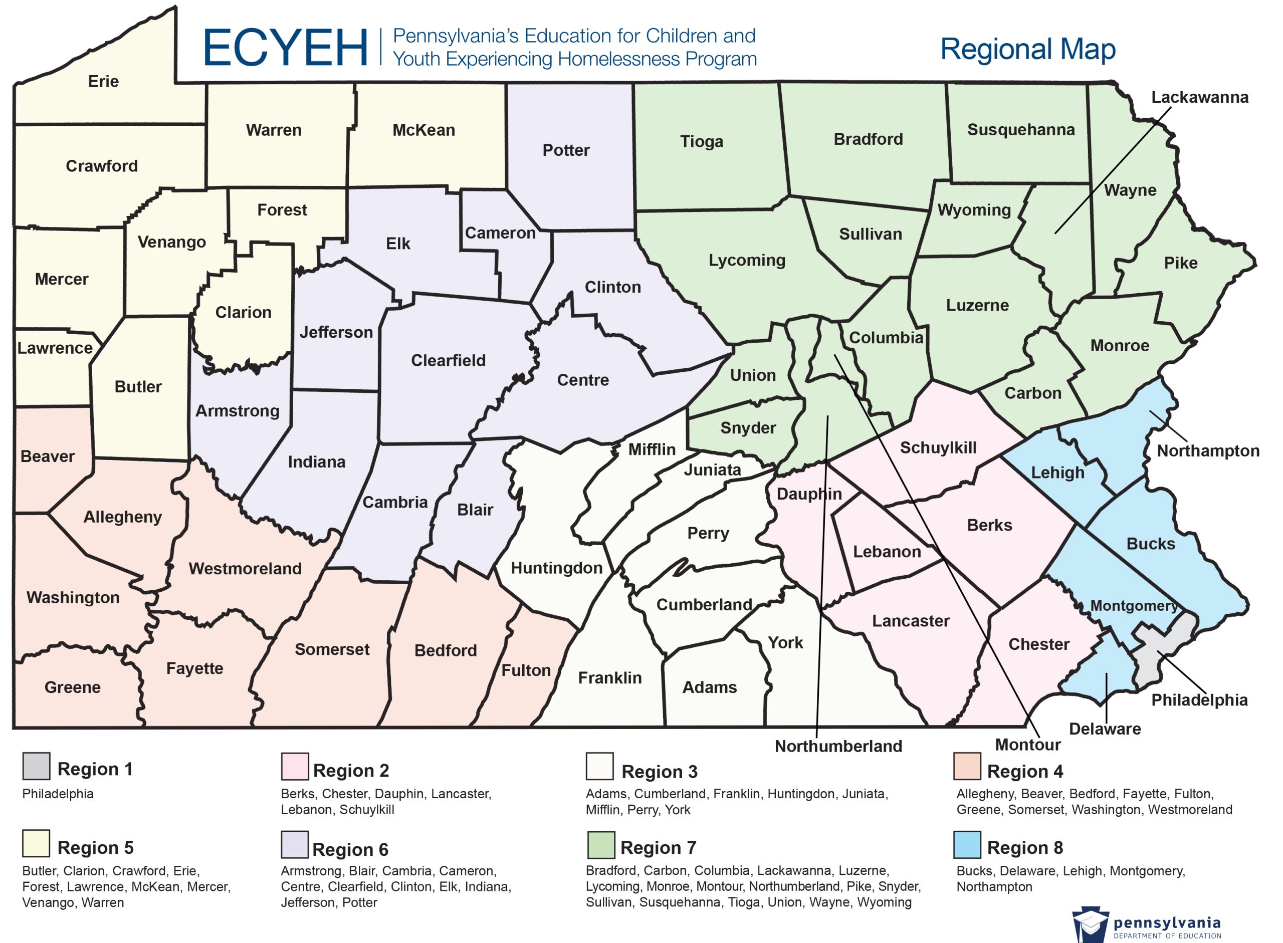 ECYEH program regional map