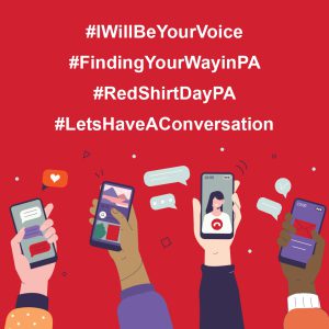 Hashtags, I Will Be Your Voice, Finding Your Way in PA, Red Shirt Day PA, Let's Have a Conversation