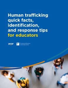 screenshot of cover for Human trafficking quick facts, identification, and response tips